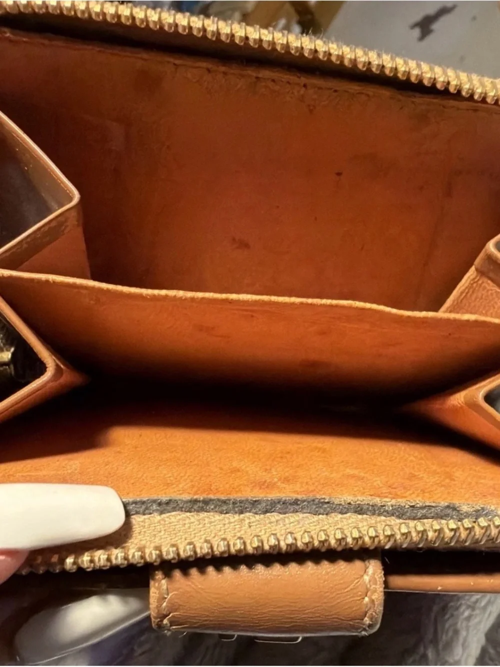 Gucci Cognac Leather Card Case with Gold Foil Logo Vtg
